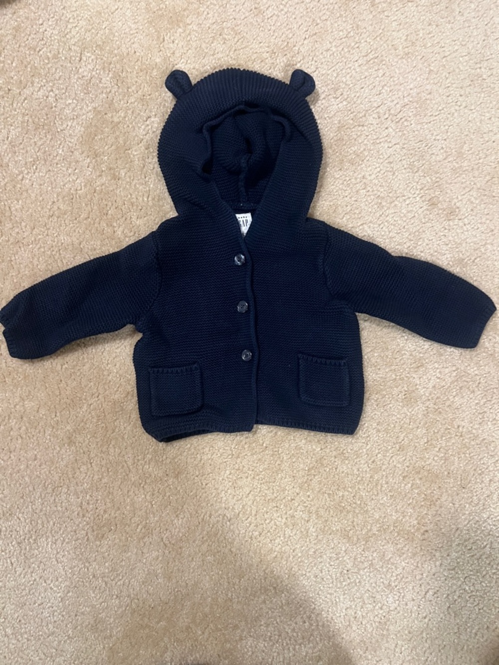 Baby GAP Navy Knit Hooded Cardigan with Pockets